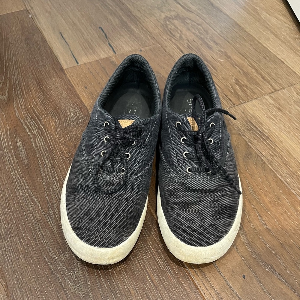 Sperry top sider grey/ black fabric boat deck shoes. Size 10M men’s